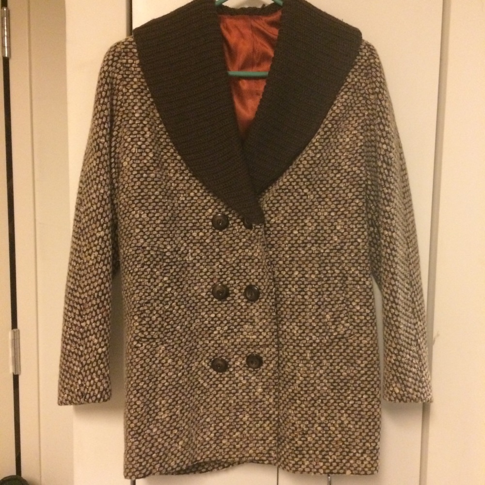 Vintage Double Breasted Coat w/ Sweater Collar - Picture 6 of 15